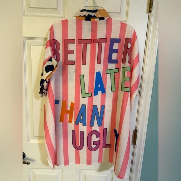 Yolly better late than Italy button up colorful $118 casual spring boutique boho - Picture 3 of 9